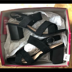 Women’s size 9 1/2 Black Sturdy Heels. NEW in box.